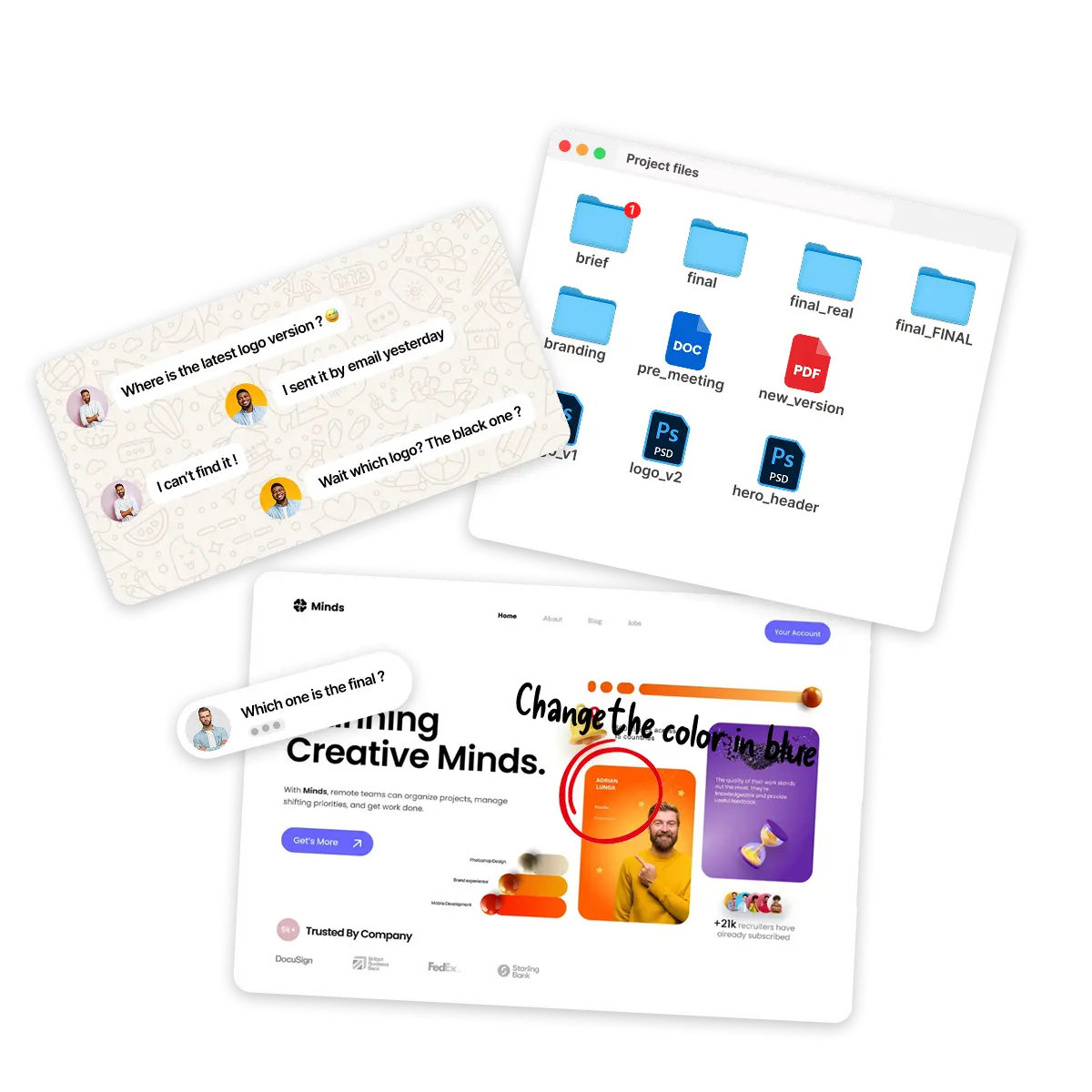 Scattered app icons and messy communication